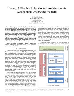 Huxley: a Flexible Robot Control Architecture for Autonomous Underwater Vehicles