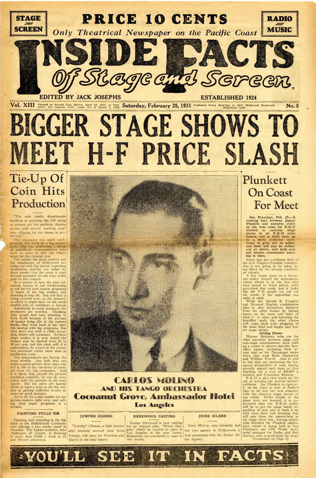 Inside Facts of Stage and Screen (February 28, 1931)