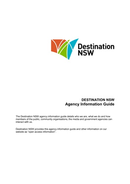 DESTINATION NSW Agency Information Guide