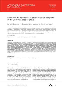 (Insecta: Coleoptera) in the Cis Taurus Species-Group