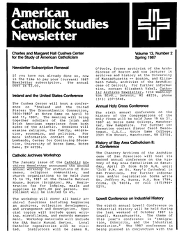 Newsletter Subscription Renewal Spring 1987