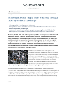 Volkswagen Builds Supply Chain Efficiency Through Industry-Wide Data Exchange