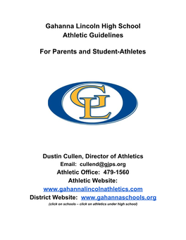Gahanna Lincoln High School Athletic Guidelines for Parents And