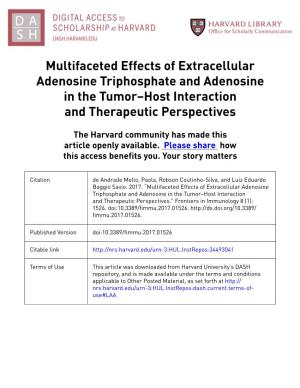 Multifaceted Effects of Extracellular Adenosine Triphosphate and Adenosine in the Tumor–Host Interaction and Therapeutic Perspectives