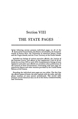 Section VIII the STATE PAGES