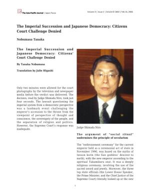 The Imperial Succession and Japanese Democracy: Citizens Court Challenge Denied