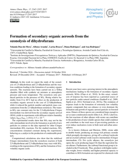 Formation of Secondary Organic Aerosols from the Ozonolysis of Dihydrofurans