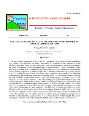 Science of Tsunami Hazards