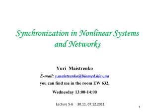 Synchronization in Nonlinear Systems and Networks