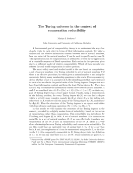 The Turing Universe in the Context of Enumeration Reducibility