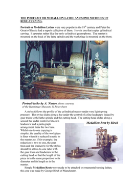 The Portrait Or Medallion Lathe and Some Methods of Rose-Turning