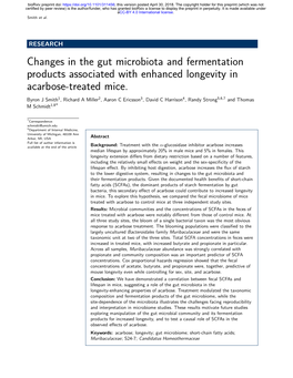 Changes in the Gut Microbiota and Fermentation Products Associated with Enhanced Longevity in Acarbose-Treated Mice