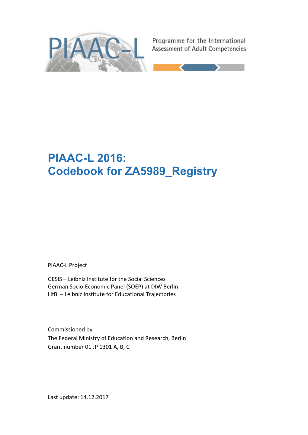 PIAAC-L 2016: Codebook for ZA5989 Registry