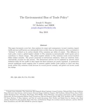 The Environmental Bias of Trade Policy∗