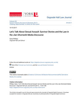 Survivor Stories and the Law in the Jian Ghomeshi Media Discourse