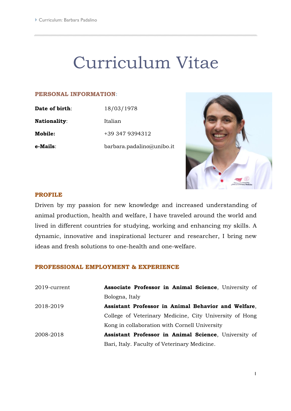 Barbara Padalino CV