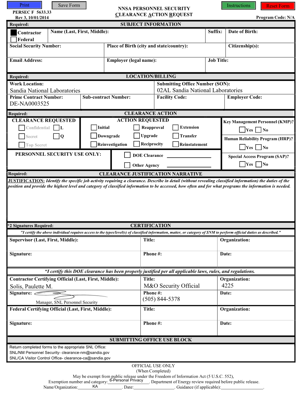 PERSEC F 5633.33, NNSA Personnel - DocsLib