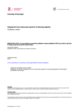 University of Groningen Gauging the Inner Mass Power Spectrum of Early