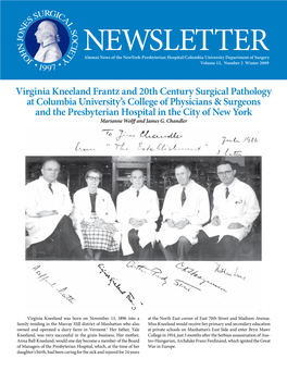 Newsletteralumni News of the Newyork-Presbyterian Hospital/Columbia University Department of Surgery Volume 12, Number 2 Winter 2009