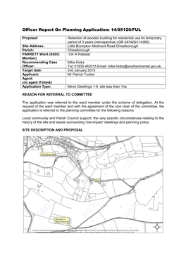 Officer Report on Planning Application: 14/05120/FUL