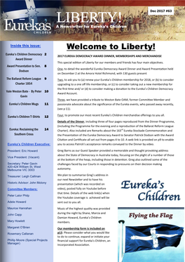 Liberty! #63 December 2017 LIBERTY! Dec 2017 #63 a Newsletter for Eureka’S Children