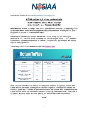 NJSIAA Updates High School Sports Calendar