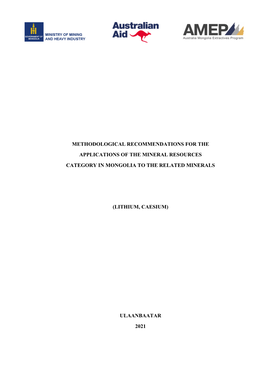 Methodological Recommendations for the Applications of the Mineral Resources Category in Mongolia to the Related Minerals