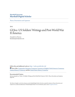 US Soldiers' Writings and Post-World War II America Amanda Lee Stevens Thechickenpatriot@Yahoo.Com
