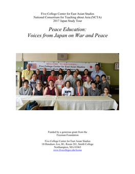 Peace Education: Voices from Japan on War and Peace
