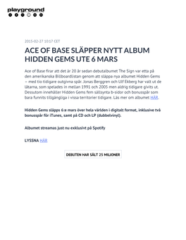 Ace of Base Släpper Nytt Album Hidden Gems Ute 6 Mars