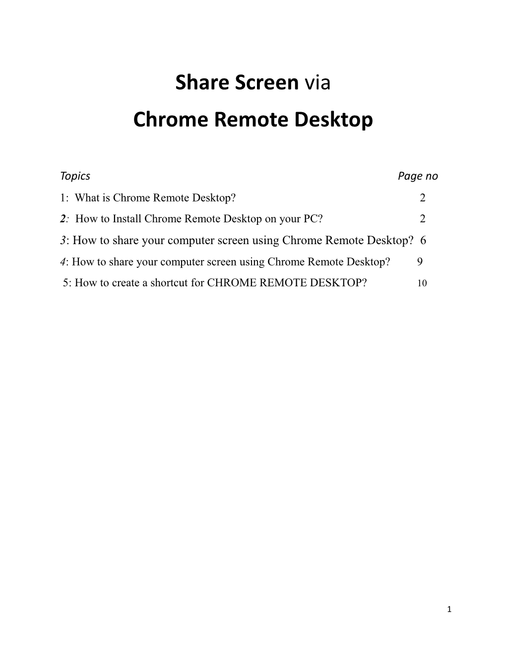Share Screen Via Chrome Remote Desktop