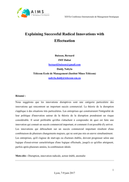 Explaining Successful Radical Innovations with Effectuation