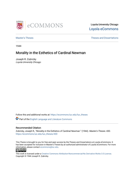 Morality in the Esthetics of Cardinal Newman