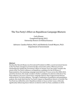 The Tea Party's Effect on Republican Campaign Rhetoric