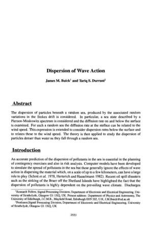 Dispersion of Wave Action Abstract Introduction