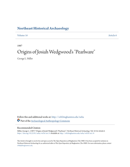 Origins of Josiah Wedgwood's "Pearlware" George L