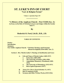 A History of the Anglican Church—Part XXIII (Sec