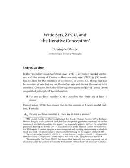 Wide Sets, ZFCU, and the Iterative Conception∗