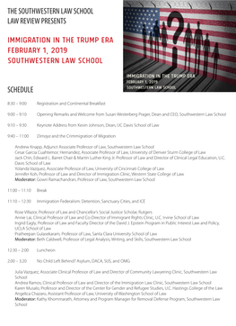 Immigration in the Trump Era February 1, 2019 Southwestern Law School