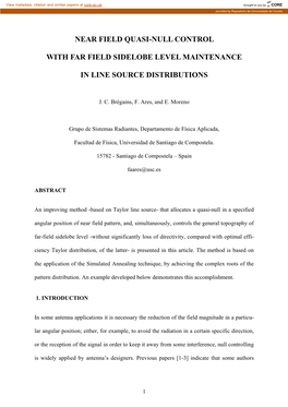 Near Field Quasi-Null Control and Far Field Sidelobe Level Maintenance