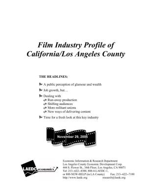 Film Industry Profile of California/Los Angeles County