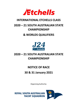 International Etchells Class 2020 – 21 South Australian State Championship & Worlds Qualifiers