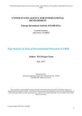 Gap Analysis of Area of Environmental Protection in Fbih