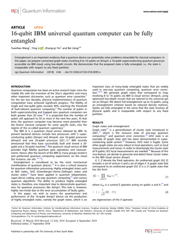 16-Qubit IBM Universal Quantum Computer Can Be Fully Entangled