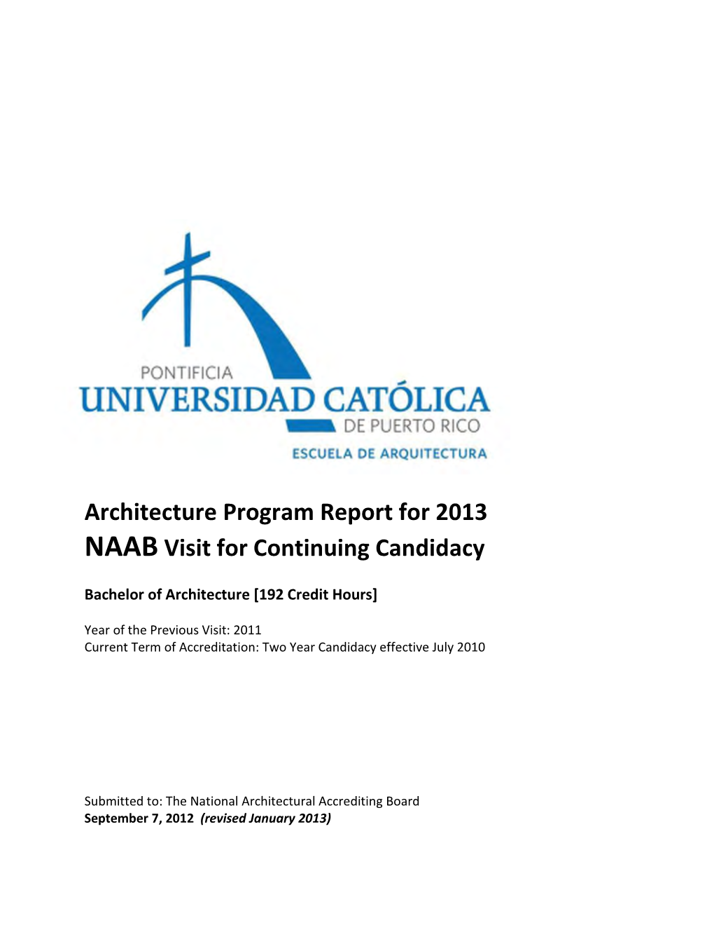 NAAB 2013 Architecture Program Report