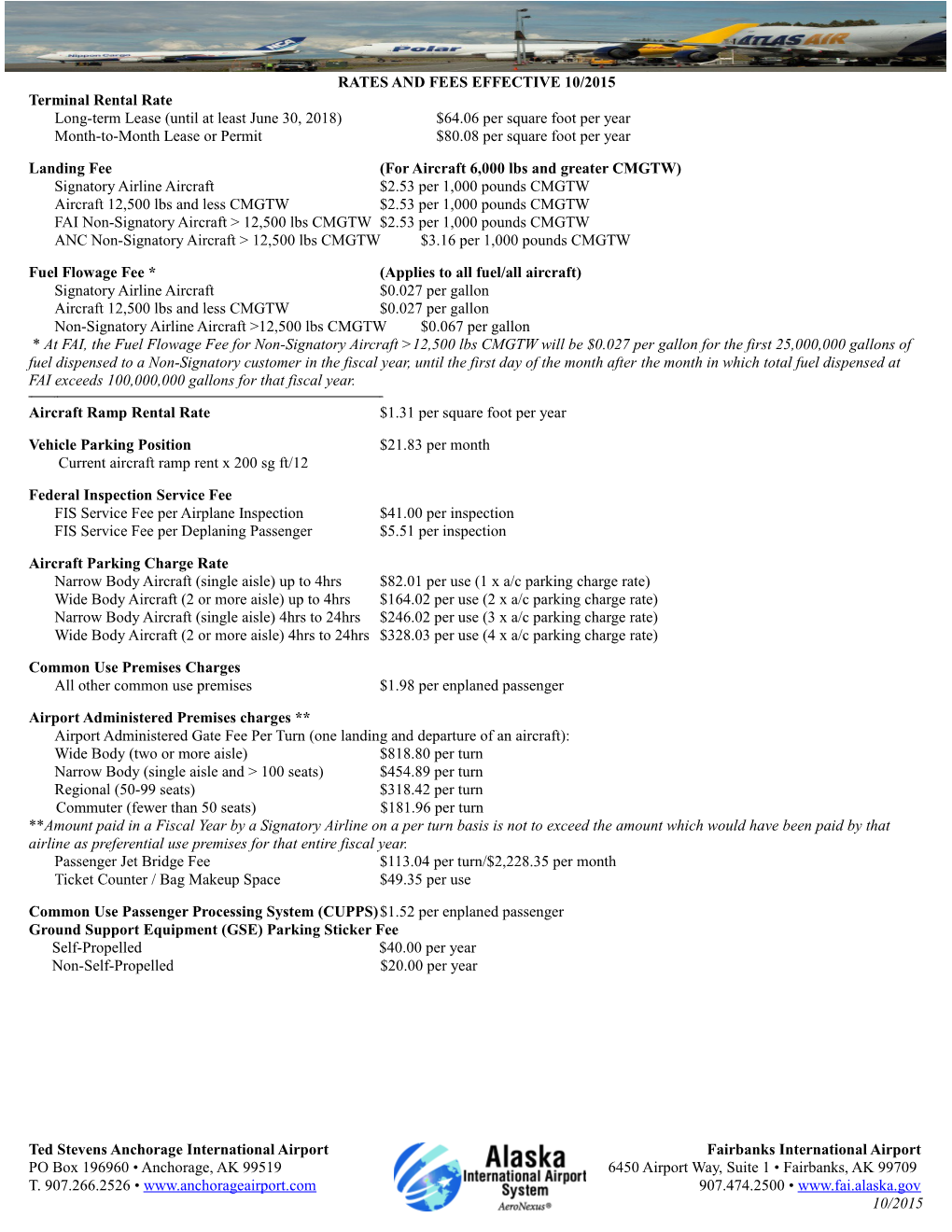 Rates and Fees Effective 10/2015