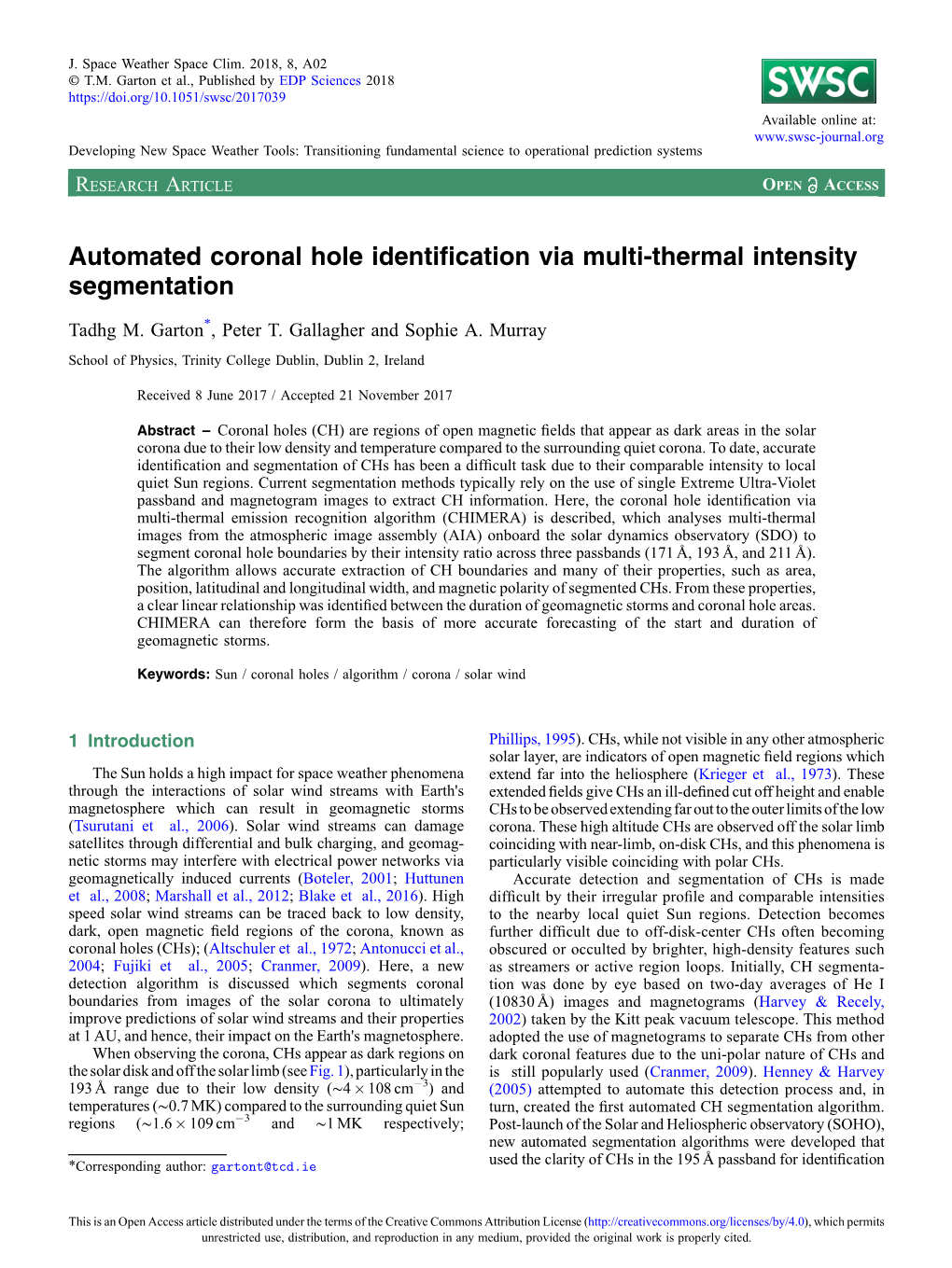 Automated Coronal Hole Identification Via Multi-Thermal Intensity