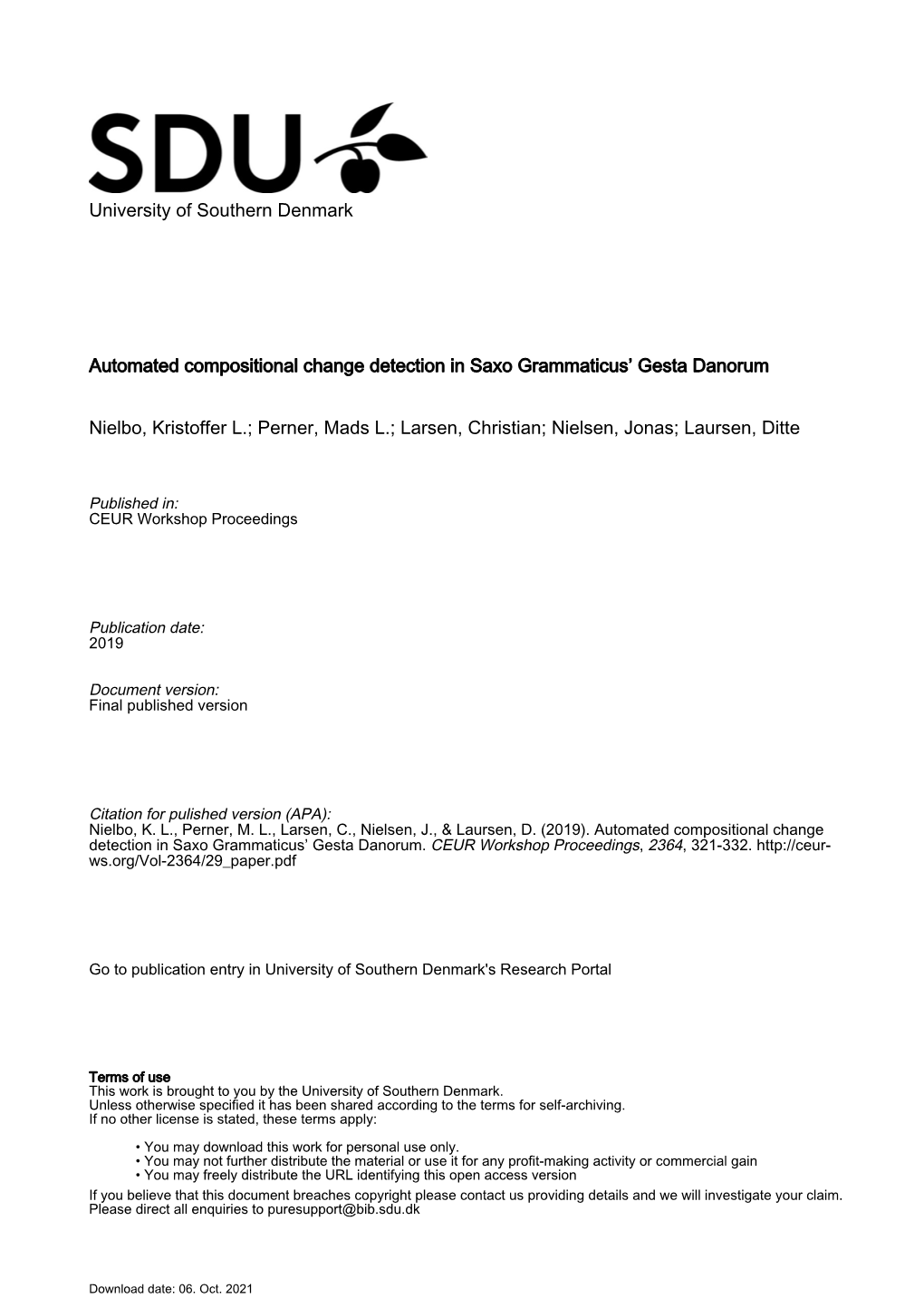 University of Southern Denmark Automated Compositional Change