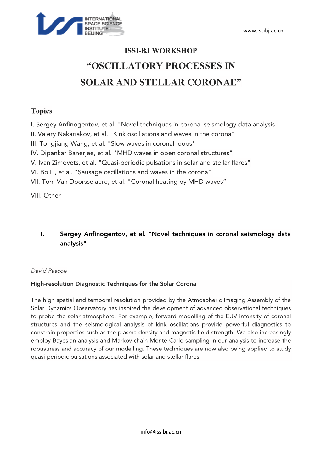 “Oscillatory Processes in Solar and Stellar Coronae”