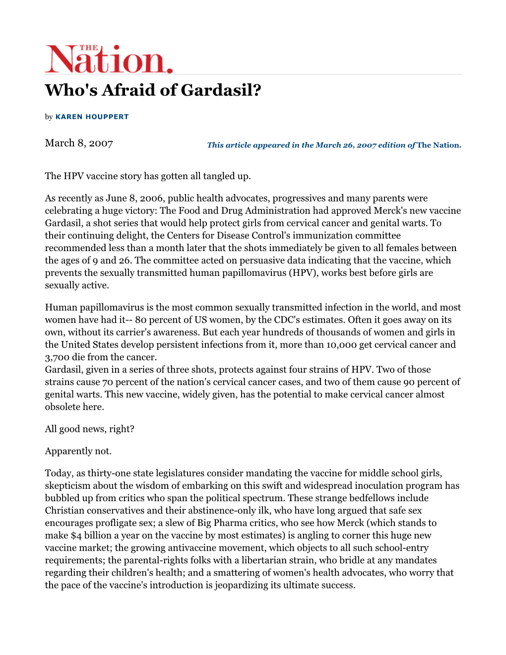 Print Who's Afraid of Gardasil?